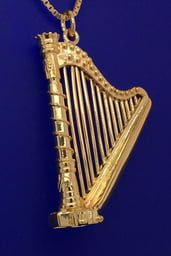 Anhänger Harfe groß vergoldet